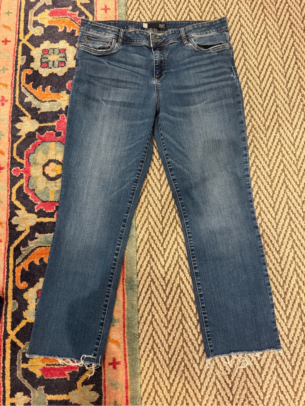 KUT from the Kloth Catherine Boyfriend Jeans Size 14 Raw Hem